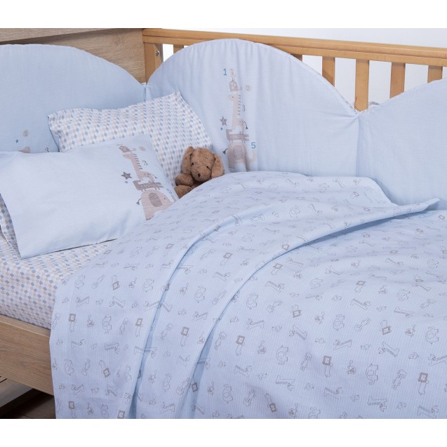 Σετ Σεντόνια Κούνιας 3 Τεμαχίων Nef-Nef Favorite Toys L.Blue 120x170 Σετ Σεντόνια Κούνιας 3 Τεμαχίων Nef-Nef Favorite Toys L.Blue 120x170