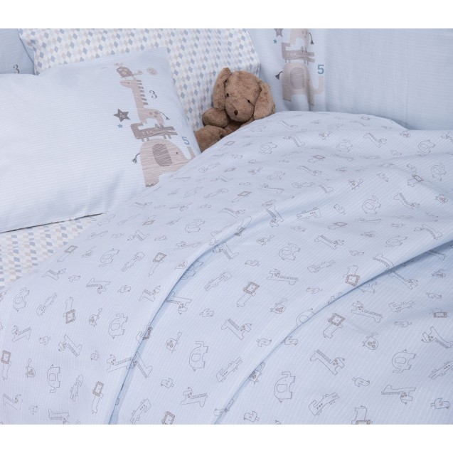 Σετ Σεντόνια Κούνιας 3 Τεμαχίων Nef-Nef Favorite Toys L.Blue 120x170 Σετ Σεντόνια Κούνιας 3 Τεμαχίων Nef-Nef Favorite Toys L.Blue 120x170
