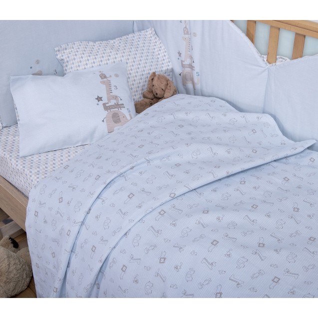 Σετ Σεντόνια Κούνιας 3 Τεμαχίων Nef-Nef Favorite Toys L.Blue 120x170 Σετ Σεντόνια Κούνιας 3 Τεμαχίων Nef-Nef Favorite Toys L.Blue 120x170