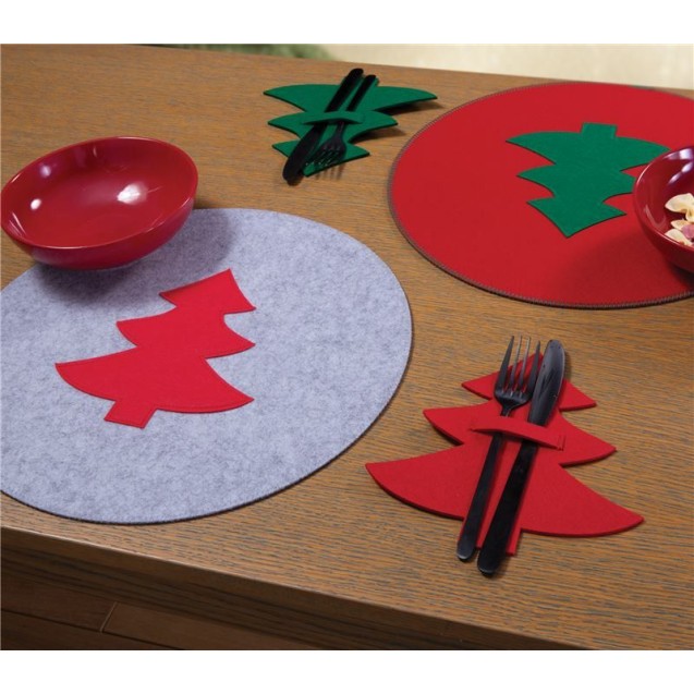 Χριστουγεννιάτικο Σουπλά Nef-Nef Felt Tree 2 Τμχ Grey D38 Χριστουγεννιάτικο Σουπλά Nef-Nef Felt Tree 2 Τμχ Grey D38