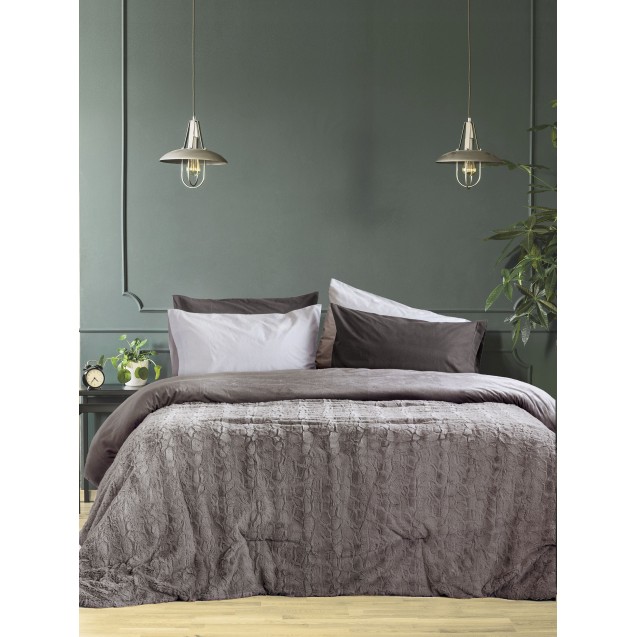 Κουβερτοπάπλωμα Μονό Nima Velure Cigar Beige 160x220 Κουβερτοπάπλωμα Μονό Nima Velure Cigar Beige 160x220