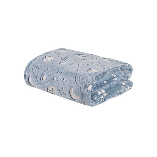 Παιδική Κουβέρτα Fleece Μονή Φωσφοριζέ Das Home 4899 Blue-White 160x220 Παιδική Κουβέρτα Fleece Μονή Φωσφοριζέ Das Home 4899 Blue-White 160x220