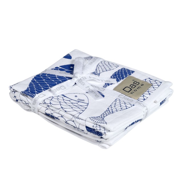 Σετ Ποτηρόπανα 2 Τεμαχίων Das Home 0737 White-Blue 40x60 Σετ Ποτηρόπανα 2 Τεμαχίων Das Home 0737 White-Blue 40x60