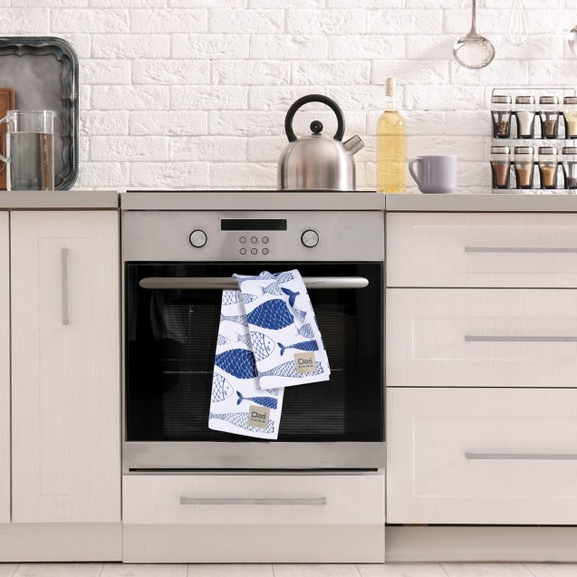 Σετ Ποτηρόπανα 2 Τεμαχίων Das Home 0737 White-Blue 40x60 Σετ Ποτηρόπανα 2 Τεμαχίων Das Home 0737 White-Blue 40x60