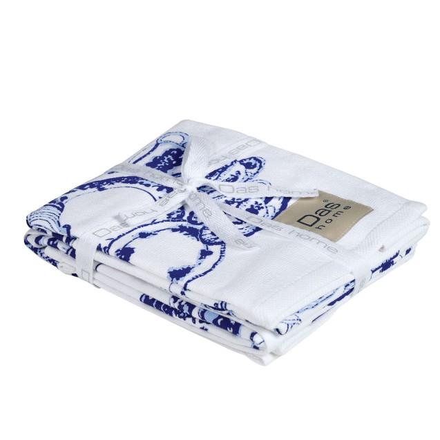 Σετ Ποτηρόπανα 2 Τεμαχίων Das Home 0738 White-Blue 40x60 Σετ Ποτηρόπανα 2 Τεμαχίων Das Home 0738 White-Blue 40x60