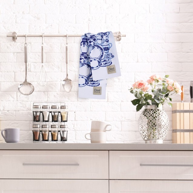 Σετ Ποτηρόπανα 2 Τεμαχίων Das Home 0738 White-Blue 40x60 Σετ Ποτηρόπανα 2 Τεμαχίων Das Home 0738 White-Blue 40x60