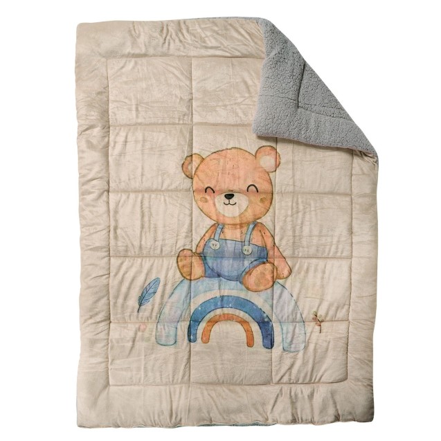 Παιδικό Κουβερτοπάπλωμα με Γούνα Sherpa Μονό Das Home 4925 Beige-Grey 160x220 Παιδικό Κουβερτοπάπλωμα με Γούνα Sherpa Μονό Das Home 4925 Beige-Grey 160x220