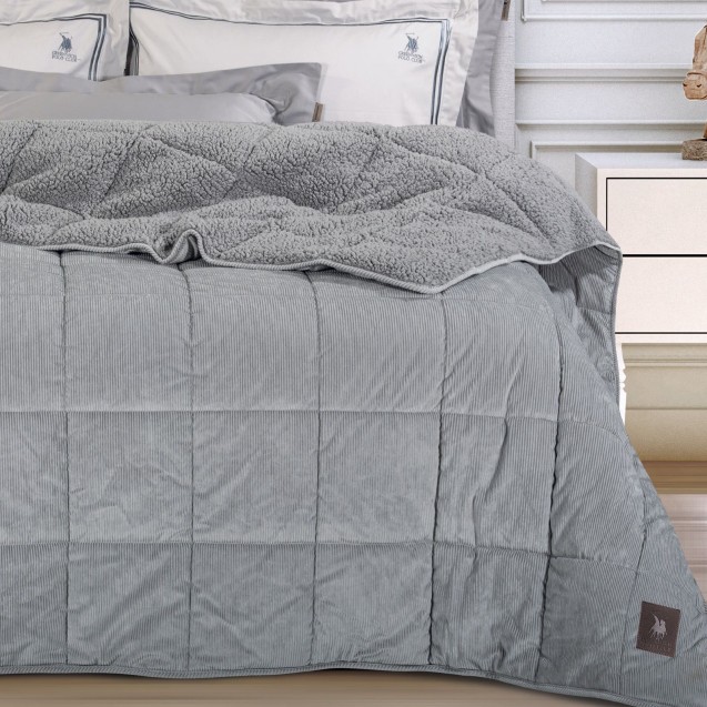 Κουβερτοπάπλωμα Υπέρδιπλο με Γούνα Sherpa Greenwich Polo Club 3480 Grey 220x240 Κουβερτοπάπλωμα Υπέρδιπλο με Γούνα Sherpa Greenwich Polo Club 3480 Grey 220x240