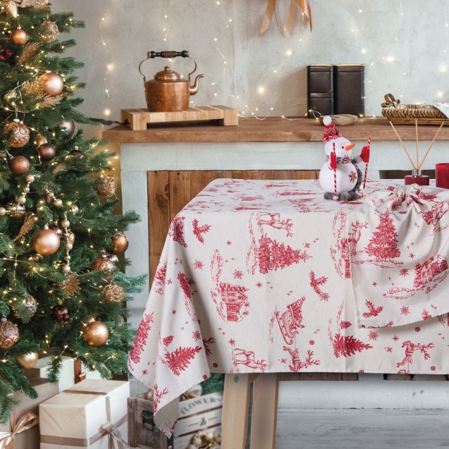 Runner Χριστουγεννιάτικο Das Home Christmas 0772 Ecru-Red 45x140 Runner Χριστουγεννιάτικο Das Home Christmas 0772 Ecru-Red 45x140