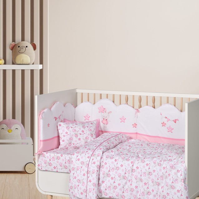 Σετ Σεντόνια Κούνιας 3 Τεμαχίων Das Home 4917 White-Pink 130x170 Σετ Σεντόνια Κούνιας 3 Τεμαχίων Das Home 4917 White-Pink 130x170