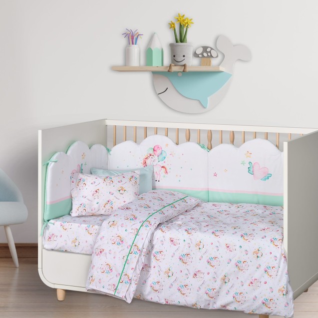Σετ Σεντόνια Κούνιας 3 Τεμαχίων Das Home 4919 White-Pink-Mint 130x170 Σετ Σεντόνια Κούνιας 3 Τεμαχίων Das Home 4919 White-Pink-Mint 130x170
