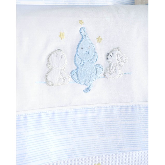 Κουβέρτα Πικέ Κούνιας Rythmos Elephant Friends Σιελ 120x150 Κουβέρτα Πικέ Κούνιας Rythmos Elephant Friends Σιελ 120x150