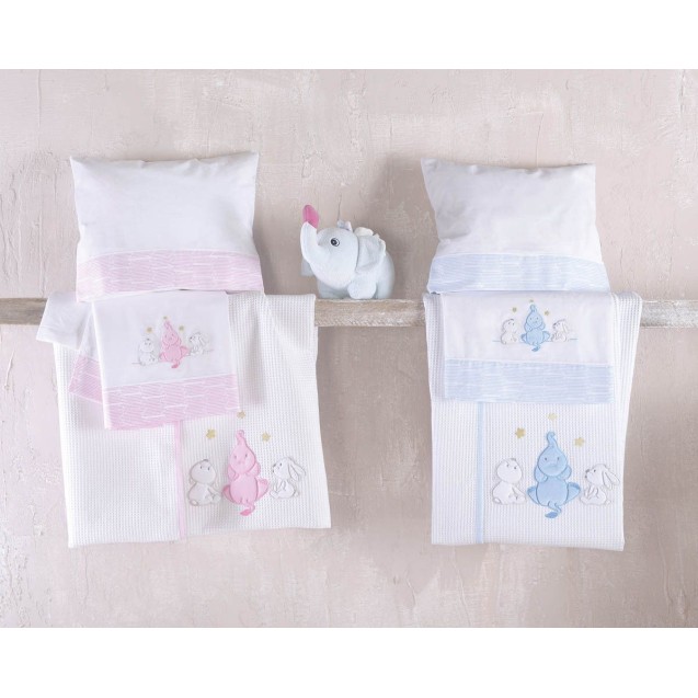 Κουβέρτα Πικέ Κούνιας Rythmos Elephant Friends Ροζ 120x150 Κουβέρτα Πικέ Κούνιας Rythmos Elephant Friends Ροζ 120x150