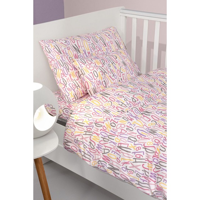 Σετ Σεντόνια Κούνιας 3 Τεμαχίων Guy Laroche Letters Pink 115x170 Σετ Σεντόνια Κούνιας 3 Τεμαχίων Guy Laroche Letters Pink 115x170