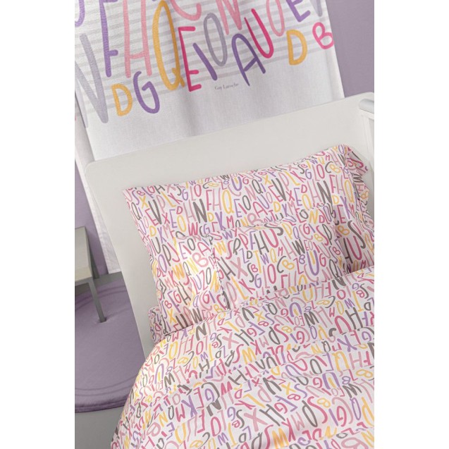 Σετ Σεντόνια Κούνιας 3 Τεμαχίων Guy Laroche Letters Pink 115x170 Σετ Σεντόνια Κούνιας 3 Τεμαχίων Guy Laroche Letters Pink 115x170