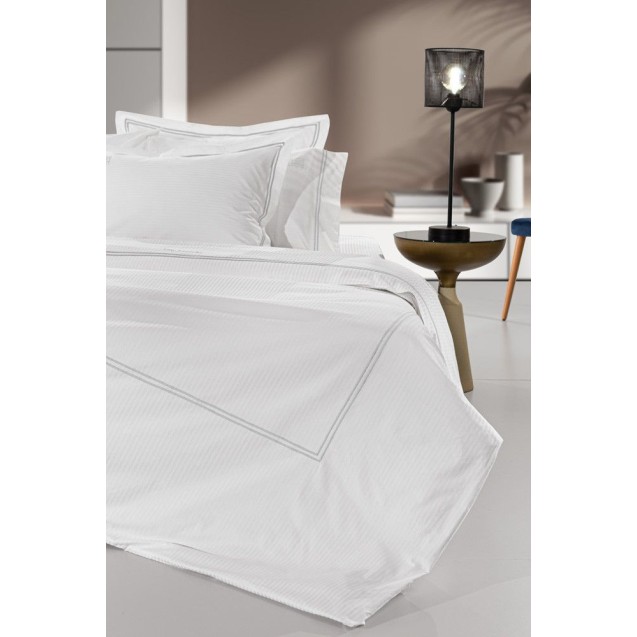 Σετ Σεντόνια King Size 4 Τεμαχίων Guy Laroche Nice White L.Silver 270x280 Σετ Σεντόνια King Size 4 Τεμαχίων Guy Laroche Nice White L.Silver 270x280