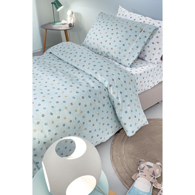 Σετ Παιδικά Σεντόνια Μονά 3 Τεμαχίων Guy Laroche Paw Ciel 165x250 Σετ Παιδικά Σεντόνια Μονά 3 Τεμαχίων Guy Laroche Paw Ciel 165x250