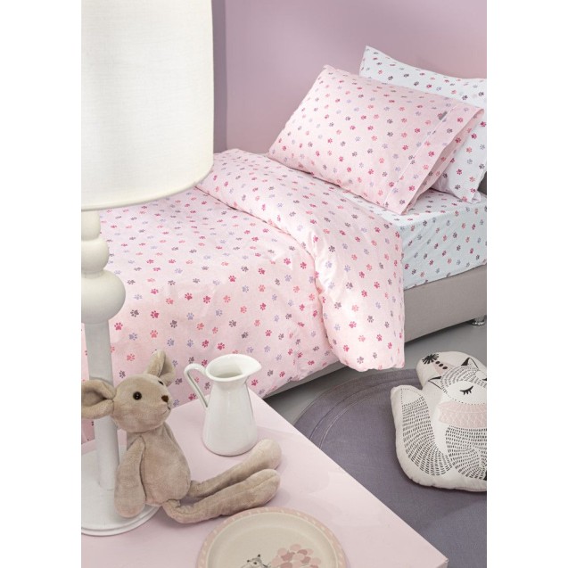 Σετ Παιδικά Σεντόνια Μονά 3 Τεμαχίων Guy Laroche Paw Pinky 165x250 Σετ Παιδικά Σεντόνια Μονά 3 Τεμαχίων Guy Laroche Paw Pinky 165x250