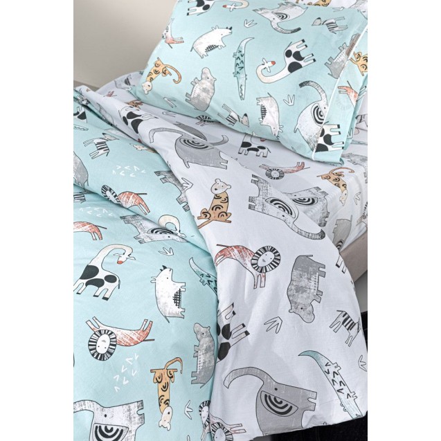 Σετ Παιδικά Σεντόνια Μονά 3 Τεμαχίων Guy Laroche Zootopia Aqua Grey 165x250 Σετ Παιδικά Σεντόνια Μονά 3 Τεμαχίων Guy Laroche Zootopia Aqua Grey 165x250