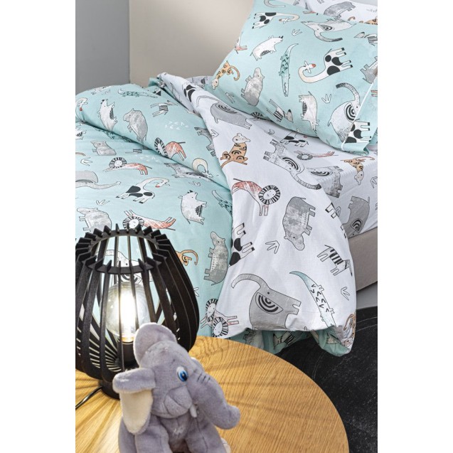 Σετ Παιδικά Σεντόνια Μονά 3 Τεμαχίων Guy Laroche Zootopia Aqua Grey 165x250 Σετ Παιδικά Σεντόνια Μονά 3 Τεμαχίων Guy Laroche Zootopia Aqua Grey 165x250