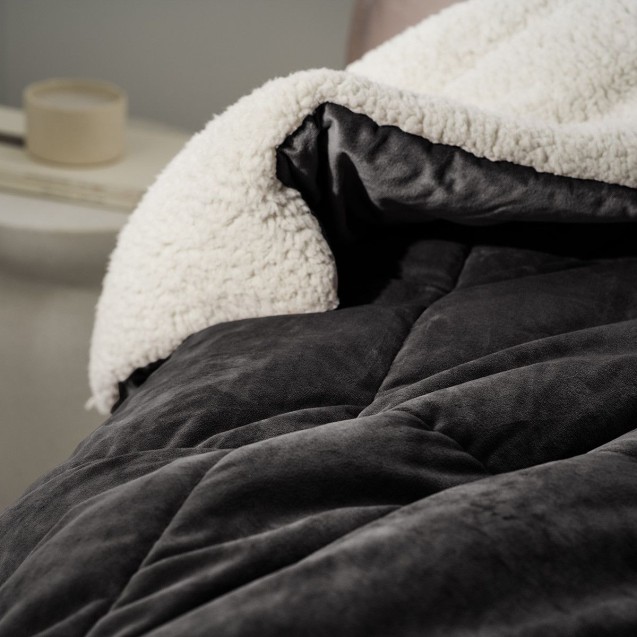 Κουβερτοπάπλωμα Υπέρδιπλο με Γούνα Gofis Home Teddy Graphite Black 407/45 235x245 Κουβερτοπάπλωμα Υπέρδιπλο με Γούνα Gofis Home Teddy Graphite Black 407/45 235x245