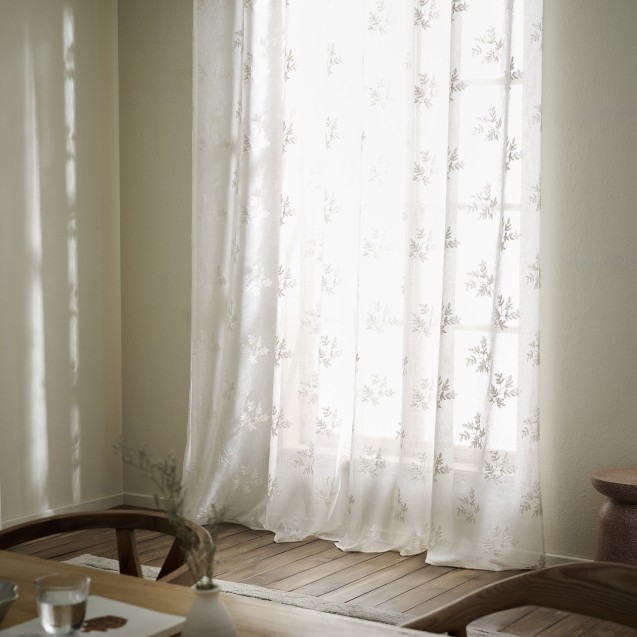 Κουρτίνα Με Τρουκς Gofis Home Leaf Offwhite AW24 532/05 140x280 Κουρτίνα Με Τρουκς Gofis Home Leaf Offwhite AW24 532/05 140x280