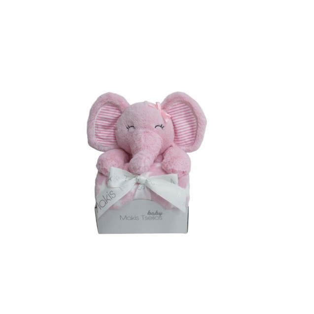 Κουβέρτα Fleece Αγκαλιάς Makis Tselios Elephant Pink 80x110 Κουβέρτα Fleece Αγκαλιάς Makis Tselios Elephant Pink 80x110