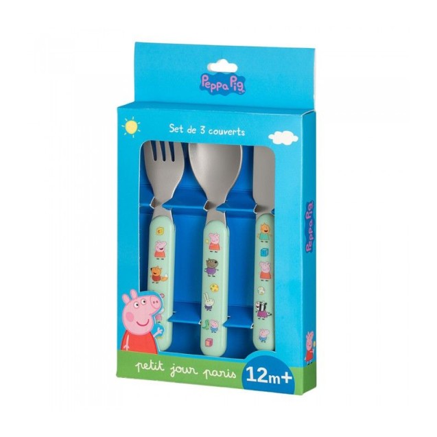 Σετ Κουταλο-Μαχαιρο-Πηρουνο 3 Τεμ Peppa Pig - Petιτ Jour  Paris Σετ Κουταλο-Μαχαιρο-Πηρουνο 3 Τεμ Peppa Pig - Petιτ Jour  Paris