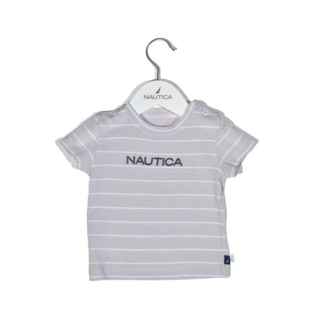 Nautica Des.15 T-Shirt  Jersey Organic Γκρι Ριγέ 68Cm 3-6 Μηνών Nautica Des.15 T-Shirt  Jersey Organic Γκρι Ριγέ 68Cm 3-6 Μηνών
