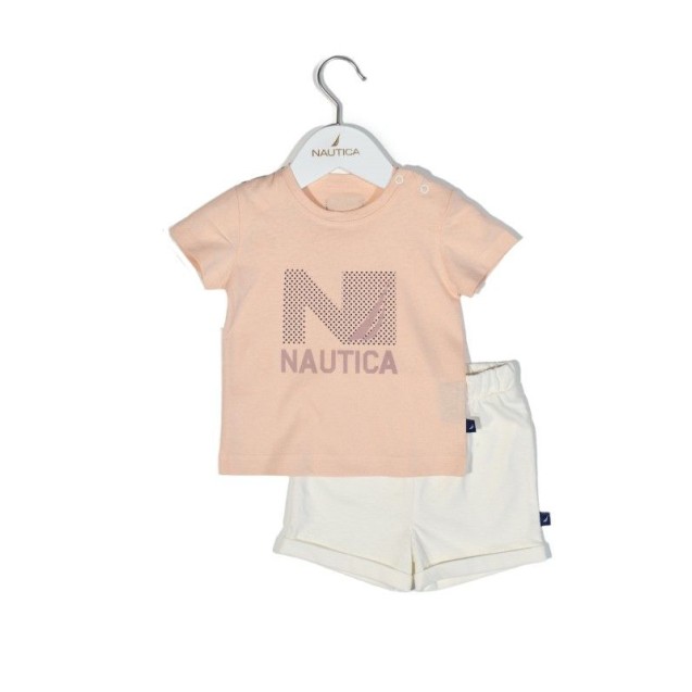Nautica Des.16 Σετ T-Shirt & Shorts Jersey Salmon/Ecru 98Cm 3 Ετών Nautica Des.16 Σετ T-Shirt & Shorts Jersey Salmon/Ecru 98Cm 3 Ετών
