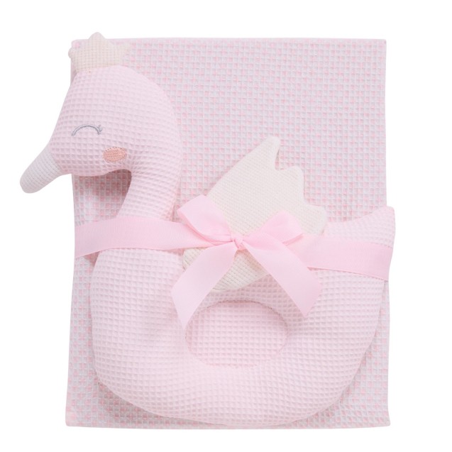 Κουβέρτα Αγκαλιάς Πικέ Das Baby 4956 Pink- White 75x100 Κουβέρτα Αγκαλιάς Πικέ Das Baby 4956 Pink- White 75x100