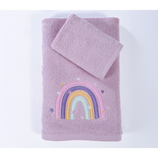 Σετ Παιδικές Πετσέτες 2 Τεμαχίων Nef-Nef  Water Rainbow Lilac 30x50,70x140 Σετ Παιδικές Πετσέτες 2 Τεμαχίων Nef-Nef  Water Rainbow Lilac 30x50,70x140