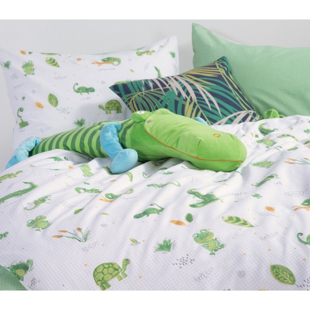 Σετ Παιδικά Σεντόνια Μονά 3 Τεμαχίων Nef-Nef Cute Reptiles White/Green 170x260 Σετ Παιδικά Σεντόνια Μονά 3 Τεμαχίων Nef-Nef Cute Reptiles White/Green 170x260