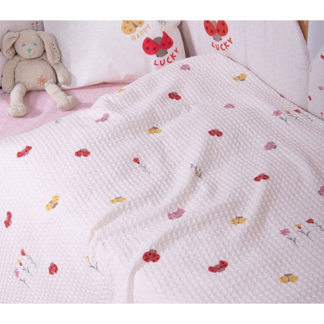Κουβέρτα Κούνιας Nef-Nef Lady Bug Ecru 110x150 Κουβέρτα Κούνιας Nef-Nef Lady Bug Ecru 110x150