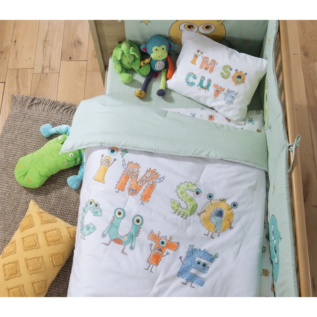 Βρεφικό Κουβερλί Nef-Nef Alphabet Monster Pistachio 110x140 Βρεφικό Κουβερλί Nef-Nef Alphabet Monster Pistachio 110x140