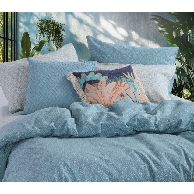 Σετ Σεντόνια King Size 4 Τεμαχίων Nef-Nef Sorento Blue Blue 180x200+32 Σετ Σεντόνια King Size 4 Τεμαχίων Nef-Nef Sorento Blue Blue 180x200+32